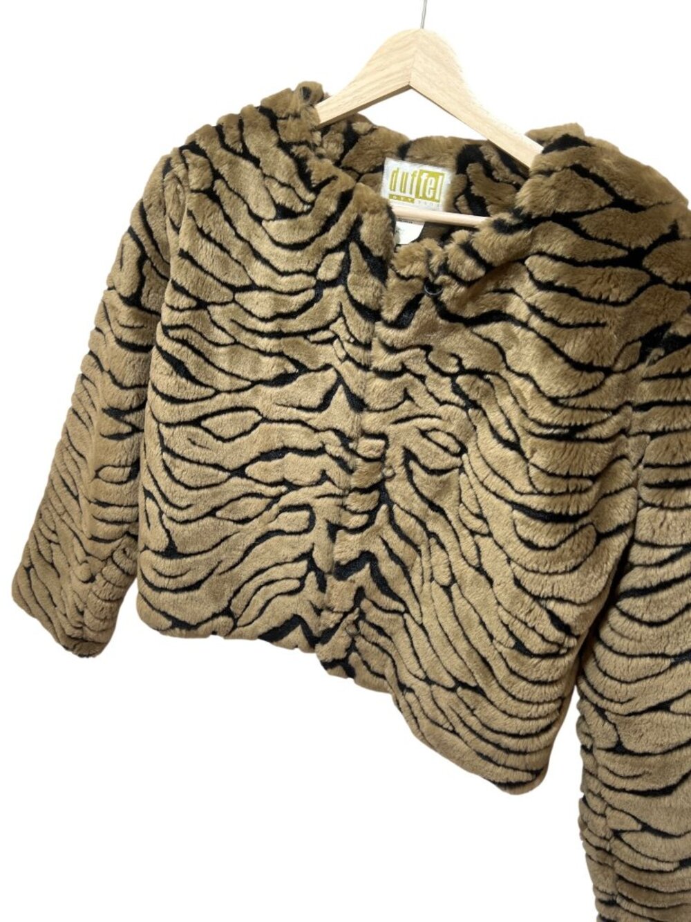 Duffel Vintage 90s Faux Fur Tiger Print Cropped Jacket Small